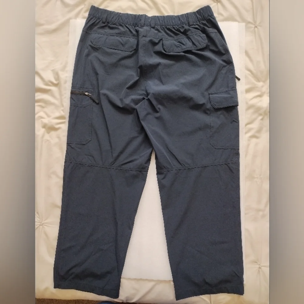 Pudolla Men's Elastic Waistband Comfort Hiking Outdoor Cargo Pants XL Navy Blue
